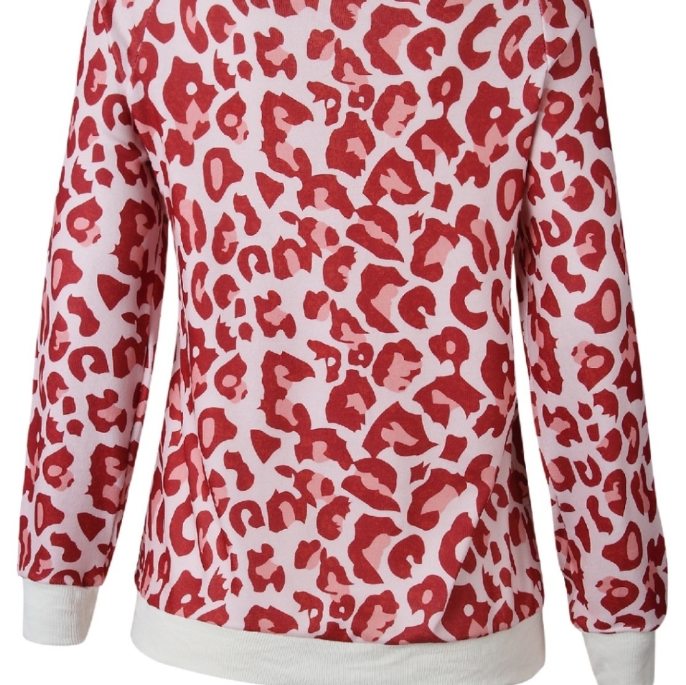 LAST 1! Red & Pink Leopard Print Sweater - Picture 3 of 4